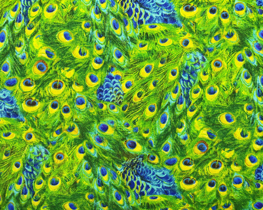 Peacock fabric - Elizabeth's Studio - 100% Cotton - peacock quilt plume print feather material animal fabric - SHIPS NEXT DAY