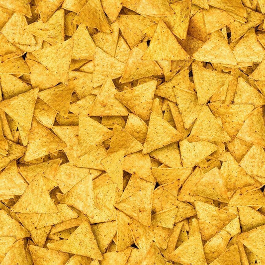 Nacho Chip Fabric by Timeless Treasures - In Queso Emergency collection - 100% Cotton Fabric - Food theme Snack material - Ships NEXT DAY