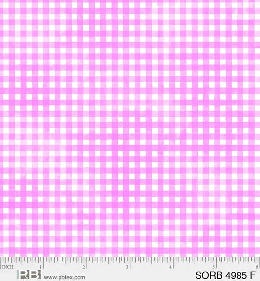 Fuchsia Gingham Fabric - P&B Textiles - Sorbet - 100% Cotton Fabric - Petite Check pattern Pink Tonal Gingham material - Ships NEXT DAY