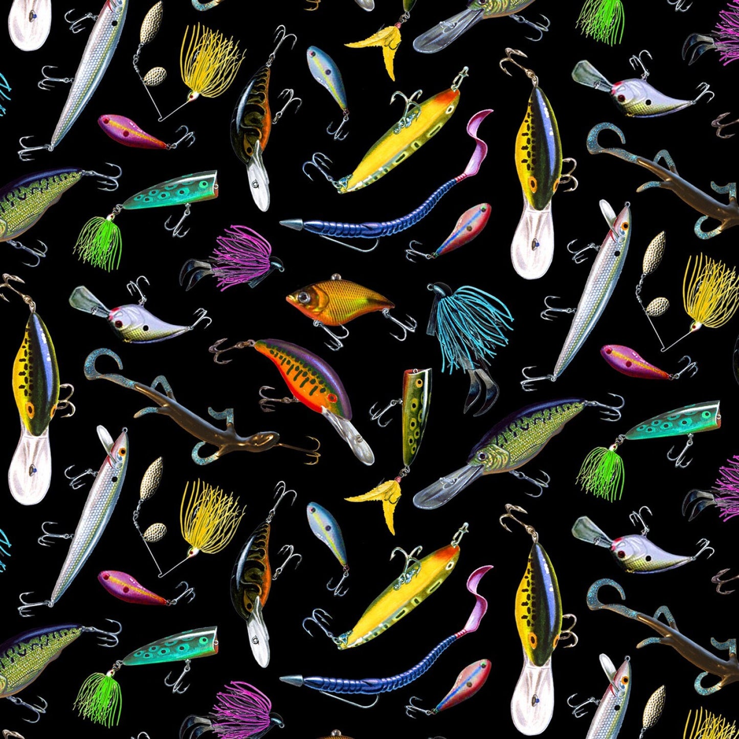 Fishing Lures - Tight Lines collection by Elizabeth's Studio - 100% Cotton Fabric - Hard lure fishing theme fishing material -SHIPS NEXT DAY