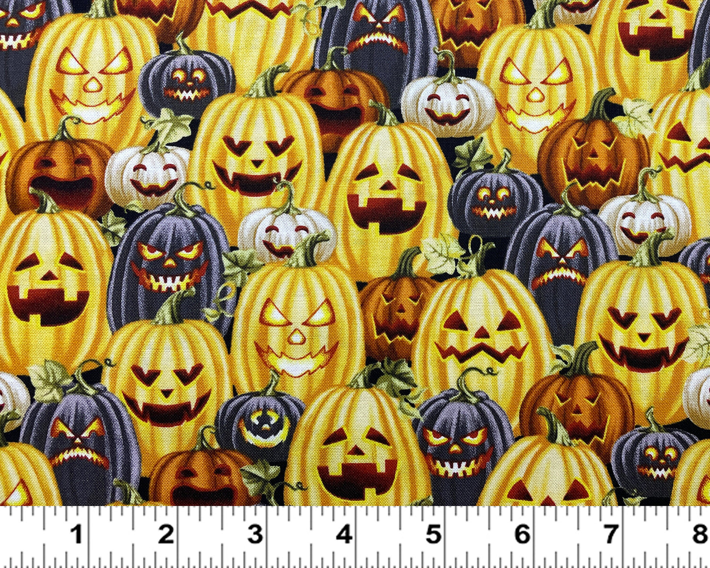 Pumpkin Patch Fabric - Jack O Lantern Patch - 100% Cotton Fabric by the yard - Fall Fabric Halloween theme Pumpkin material - Ships NEXT DAY