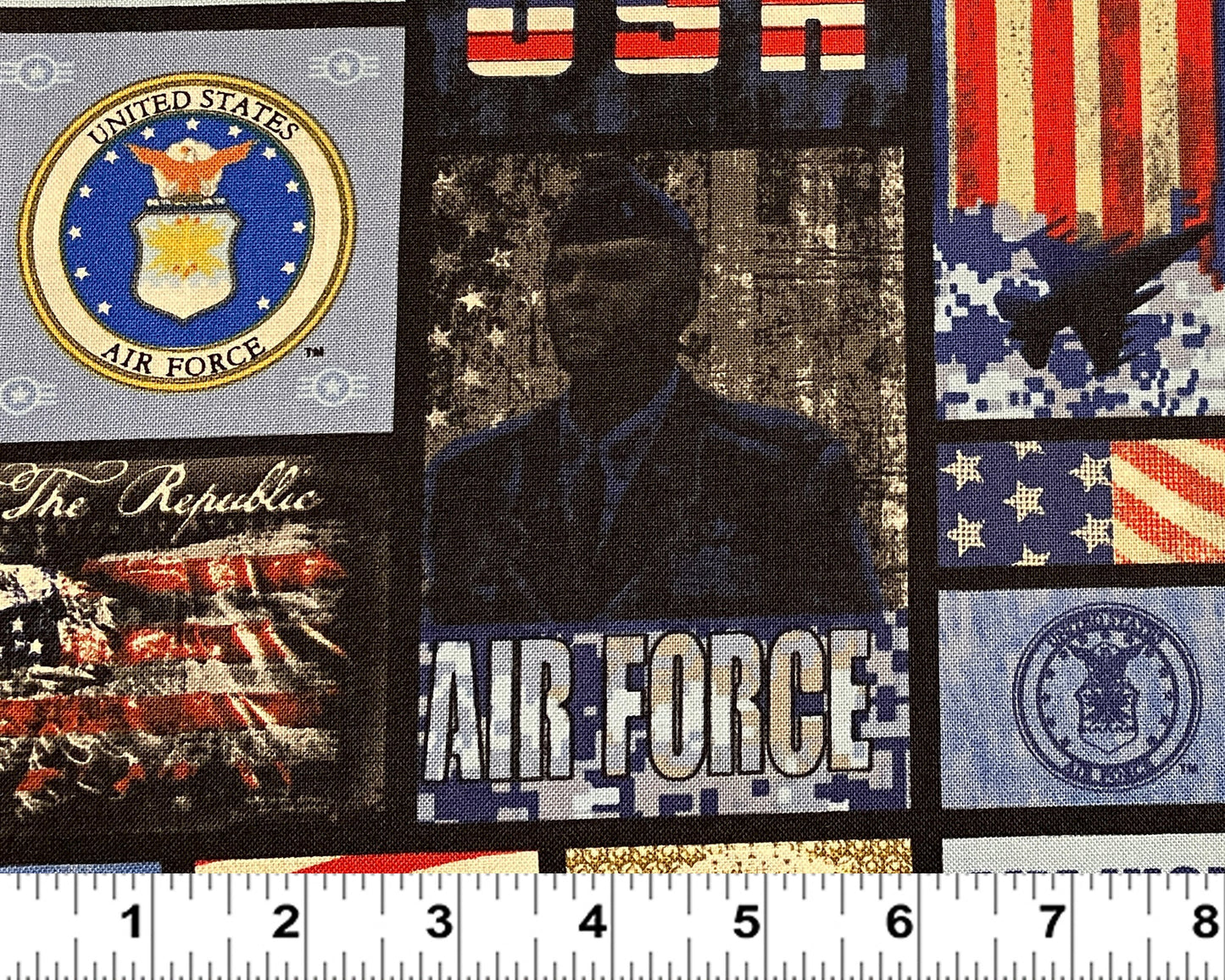 New! US Air Force - U.S. Military - USAF - Sykel - 100% Cotton Fabric - Ships NEXT day