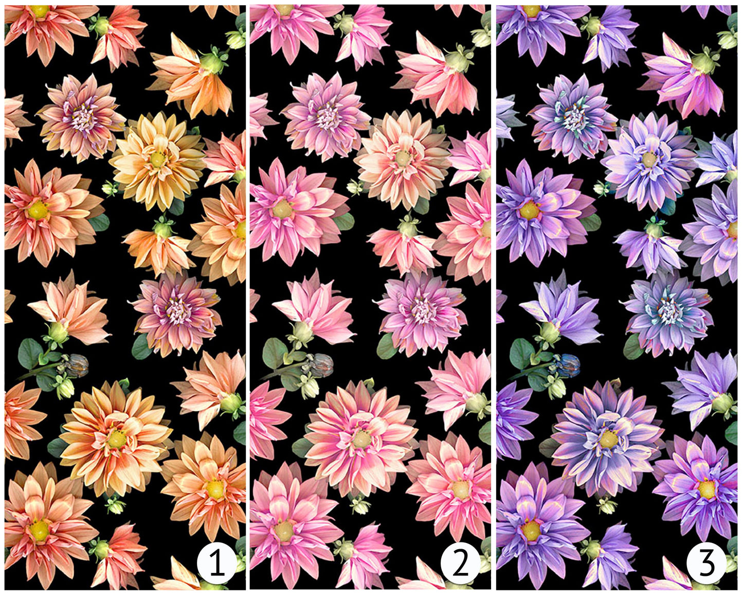 Dahlia Floral Fabric - 100% Cotton - Tina's Garden Collection for Clothworks - digital flower fabric quilting material - Ships NEXT DAY