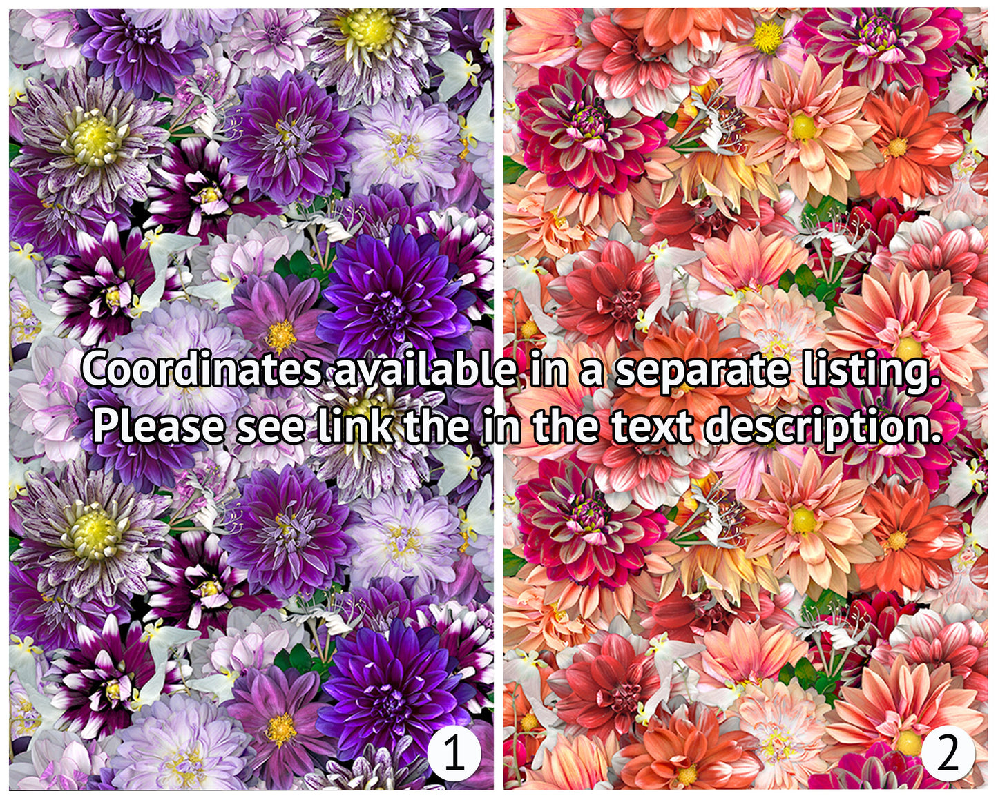 Dahlia Floral Fabric - 100% Cotton - Tina's Garden Collection for Clothworks - digital flower fabric quilting material - Ships NEXT DAY