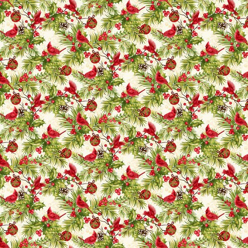 Christmas Fabric - Holly Berry Park - NEW! - 100% cotton - Studio E - Christmas cardinal material Winter Holiday Theme - Ships NEXT DAY