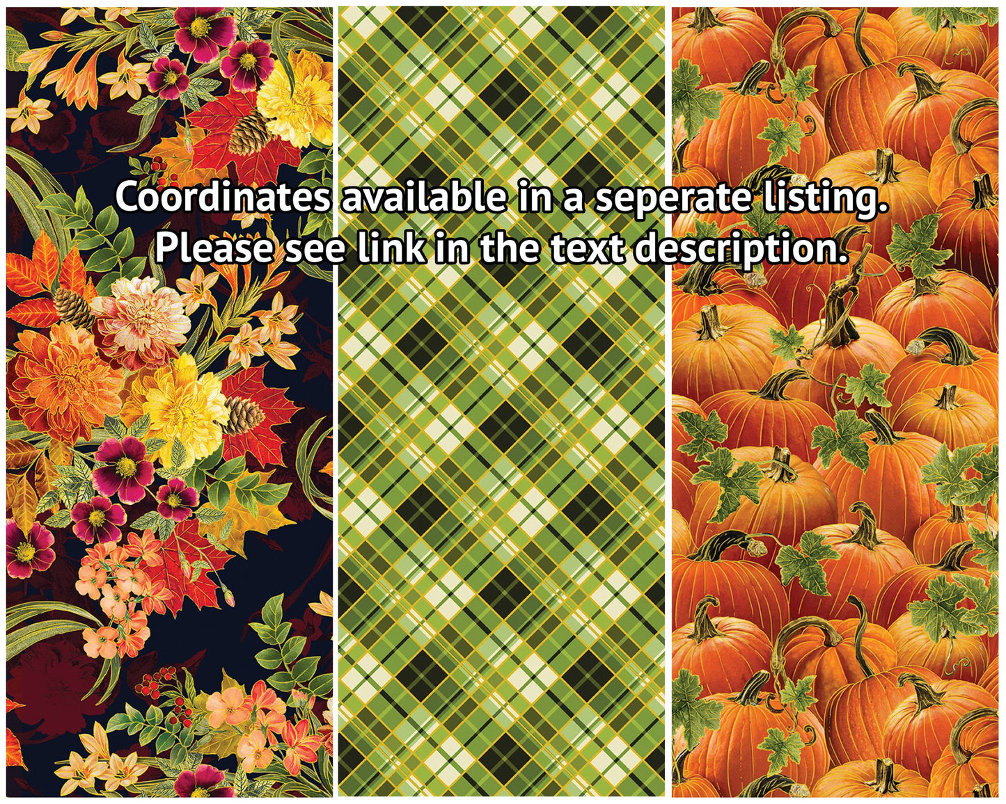 Fall Floral Fabric - Metallic Accents - Harvest Festival by Benartex - 100% Cotton - Fall Holiday Material Autumn fabric - SHIPS NEXT DAY