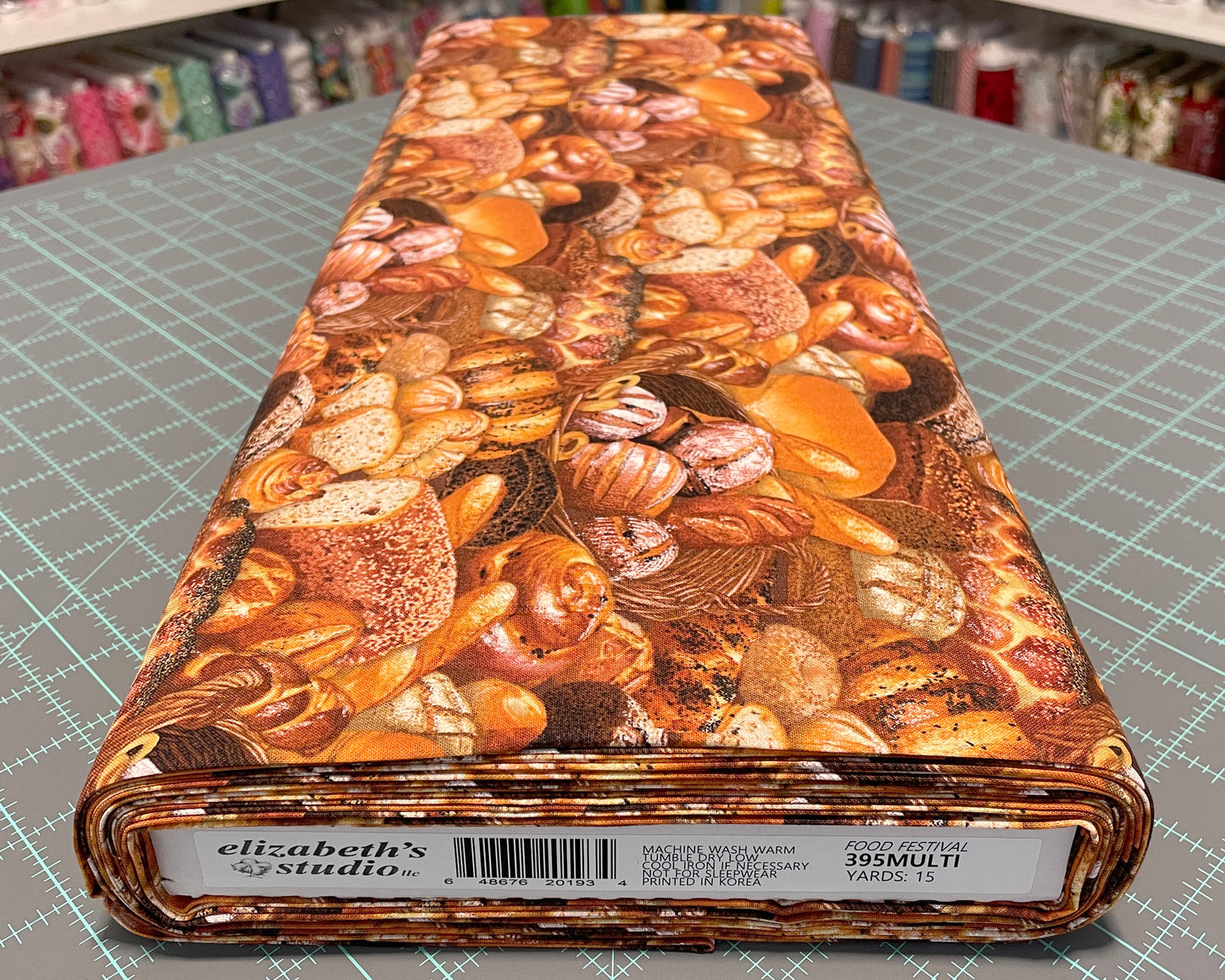 Bread Fabric - Food Festival collection by Elizabeth Studios - 100% Cotton Fabric - Food theme Baking Bread Loaf Kitchen - Ships NEXT DAY