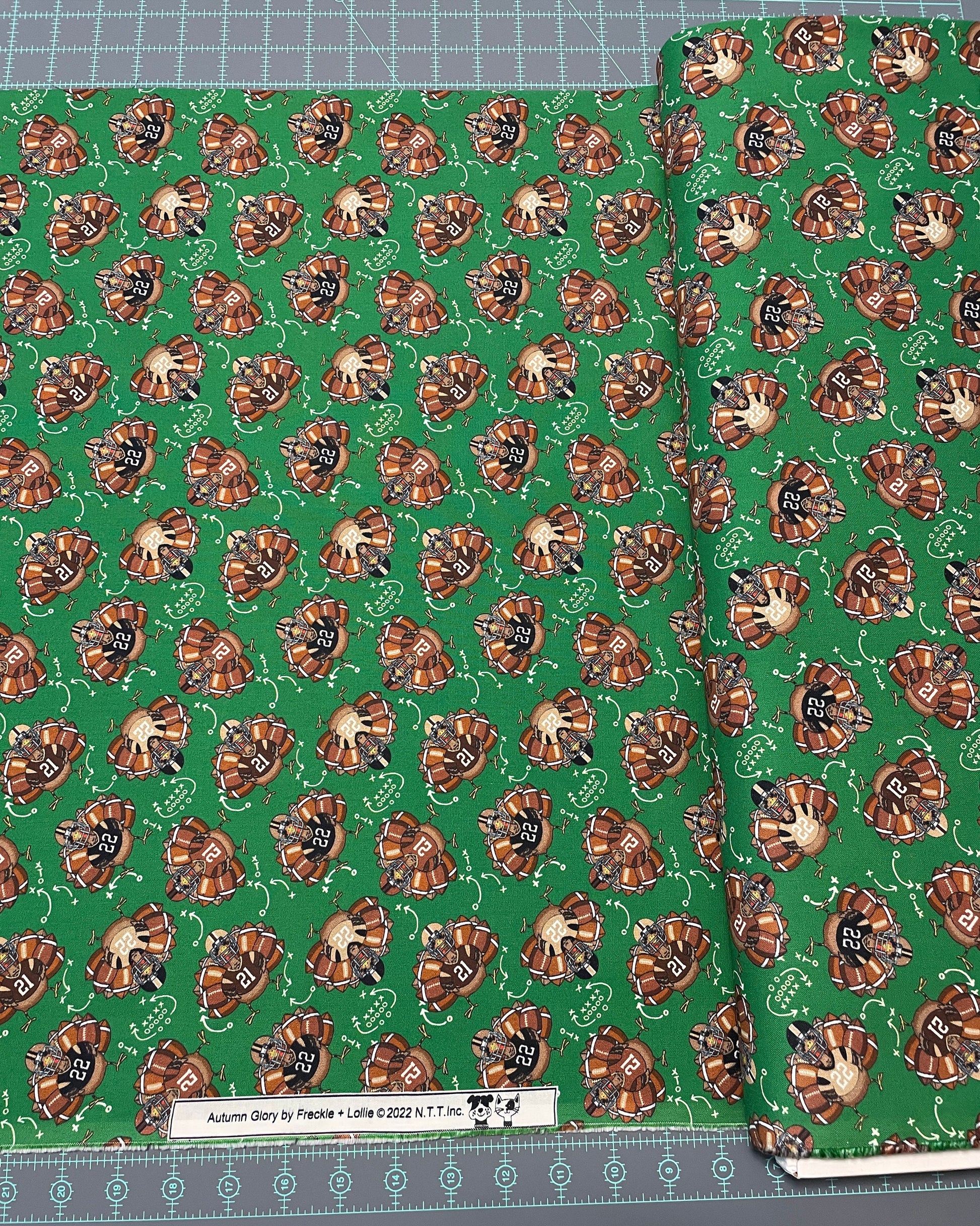 Thanksgiving football fabric - Team Turkey - 100% Cotton material by Freckle & Lollie - Thanksgiving material - Ships NEXT DAY