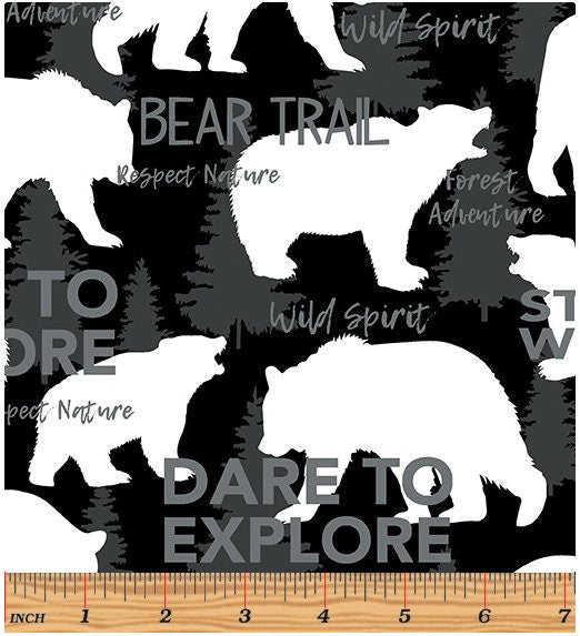 Bear Fabric - 100% Cotton Fabric - Great Outdoors - Kanvas by Benartex - Explore Wild Spirit Forest Adventure Nature Boy - Ships NEXT DAY