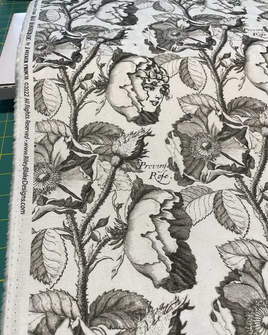 Black and white floral - Queen's Living Garden White - Mad Masquerade collection - Riley Blake - 100% Cotton Fabric - Alice in Wonderland