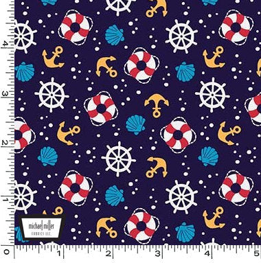 Dog Fabric - Pirate Fabric - Nautical Fabric - Michael Miller Woof Woof Pirates Collection - 100% Cotton - Ships Skulls - SHIPS NEXT DAY