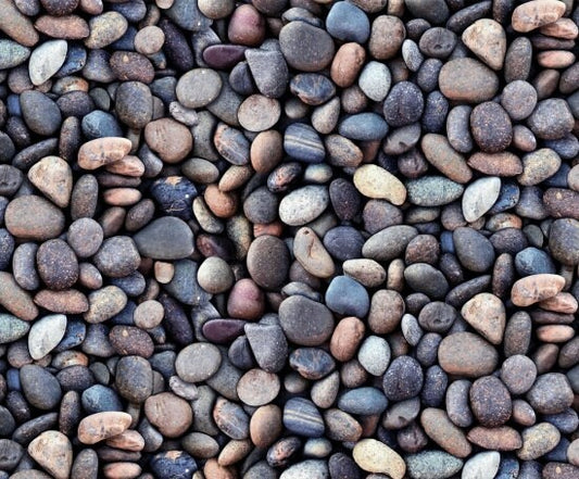 Stone fabric by the yard - Blue - Landscape Medley Collection - Elizabeth's Studio - 100% Cotton - skip stones beach rocks - SHIPS NEXT DAY