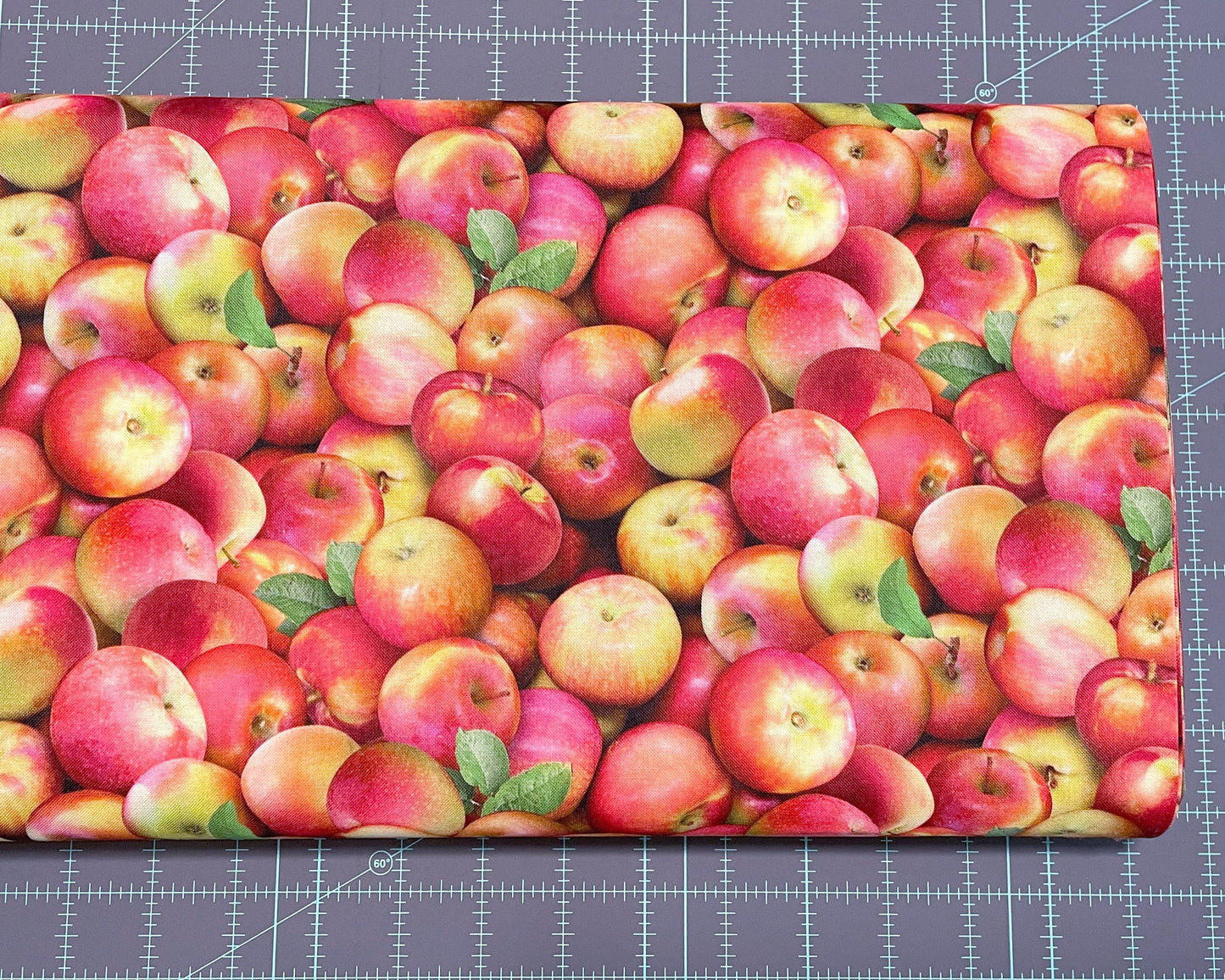 Apple Fabric - Food Festival collection by Elizabeth Studios - 100% Cotton Fabric - 641Multi Food theme Healthy Fruit Snack - Ships NEXT DAY