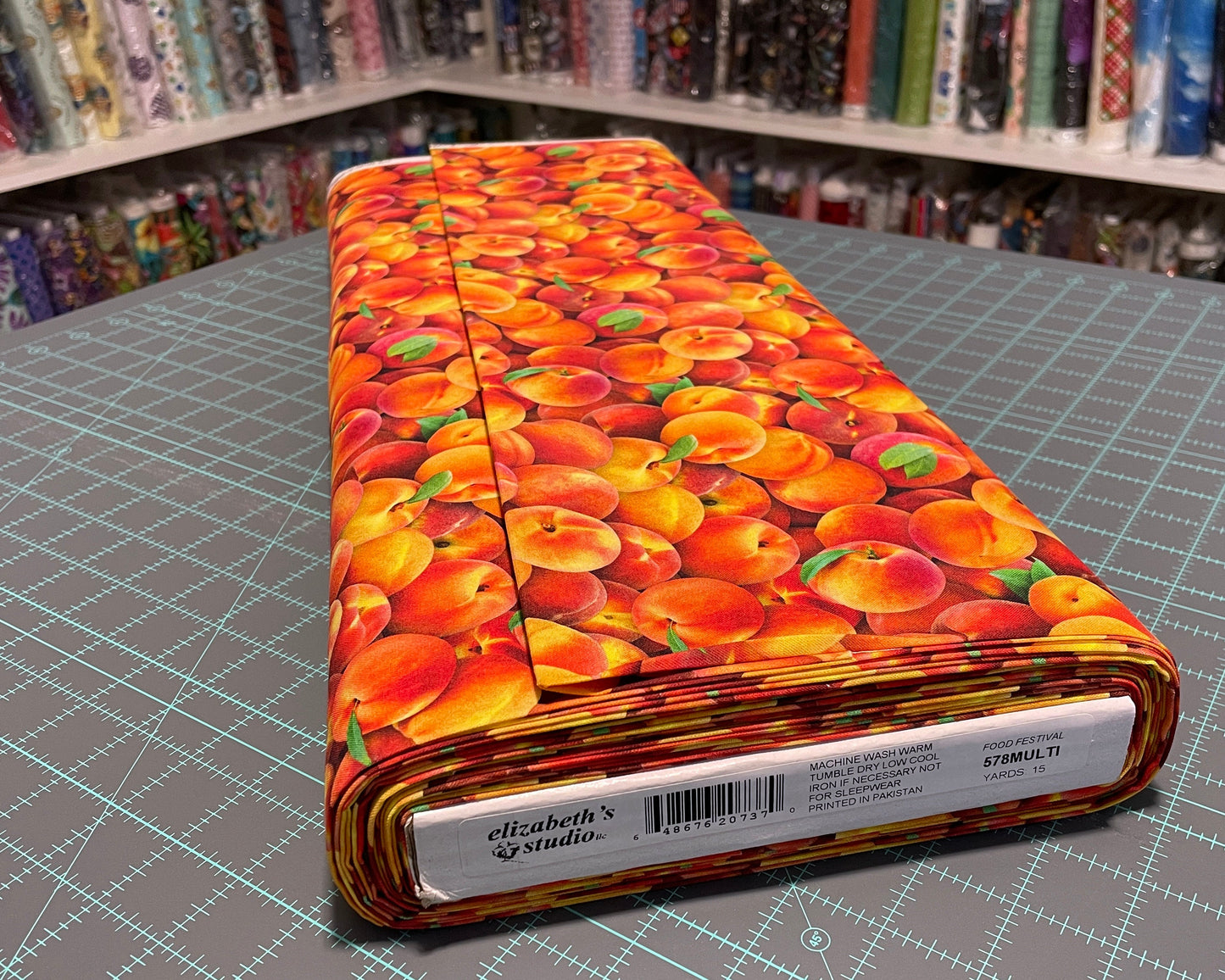 Peach Fabric - Food Festival collection - Elizabeth's Studio - 100% Cotton - Fruit Material Food Theme Picking Peach Cobbler -Ships NEXT DAY