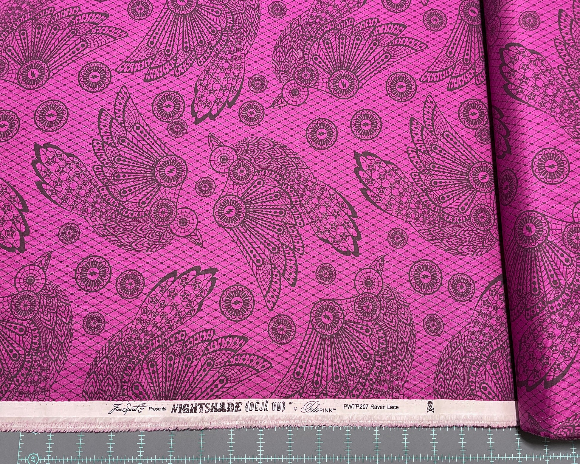 Tula Pink Nightshade Deja Vu - Raven Lace - 100% Cotton Fabric - FreeSpirit Fabrics - Ships TOMORROW