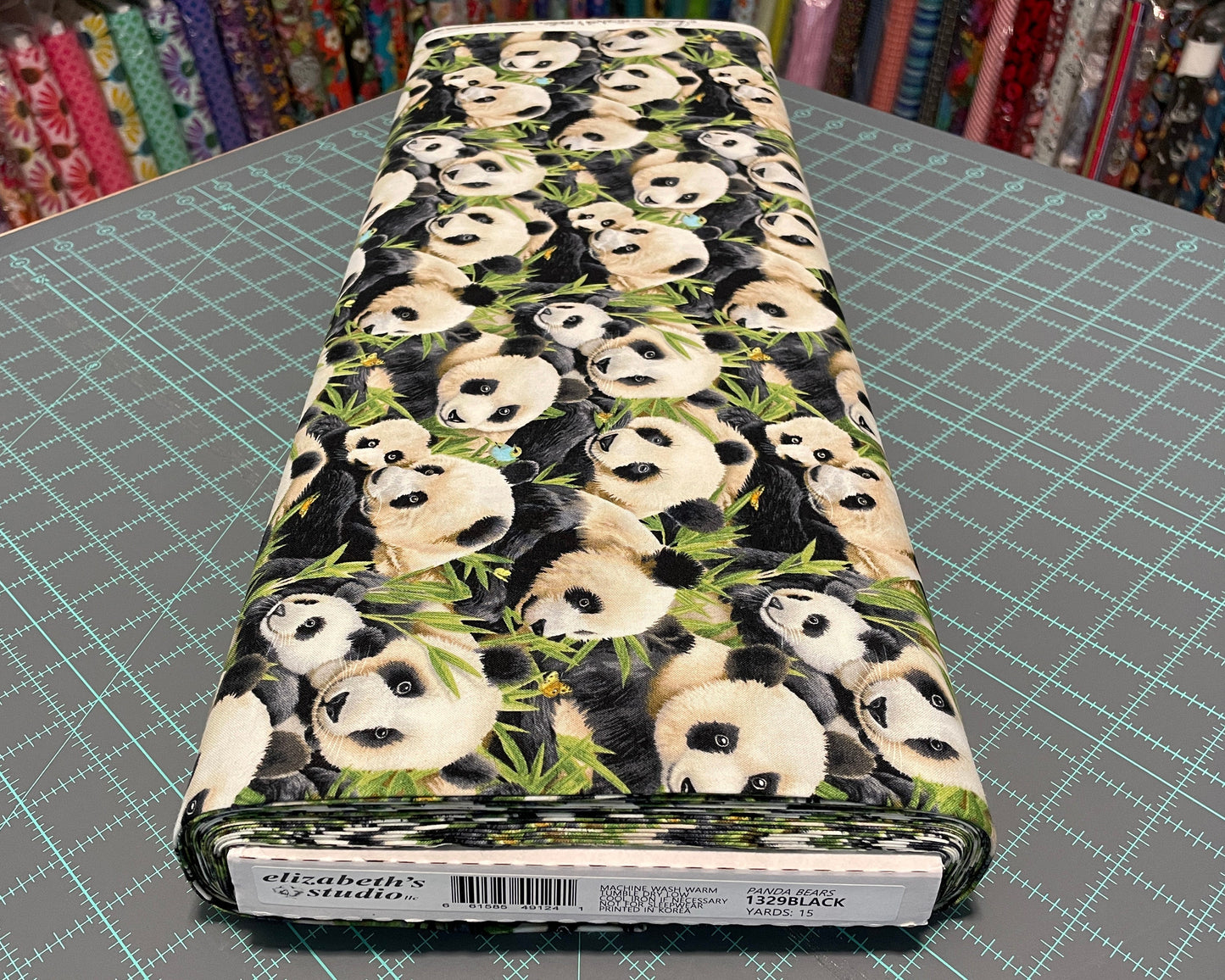 Panda Bear Fabric - 100% cotton - Elizabeth's Studio - baby panda material animal theme fabric bamboo butterfly and bird - SHIPS NEXT DAY