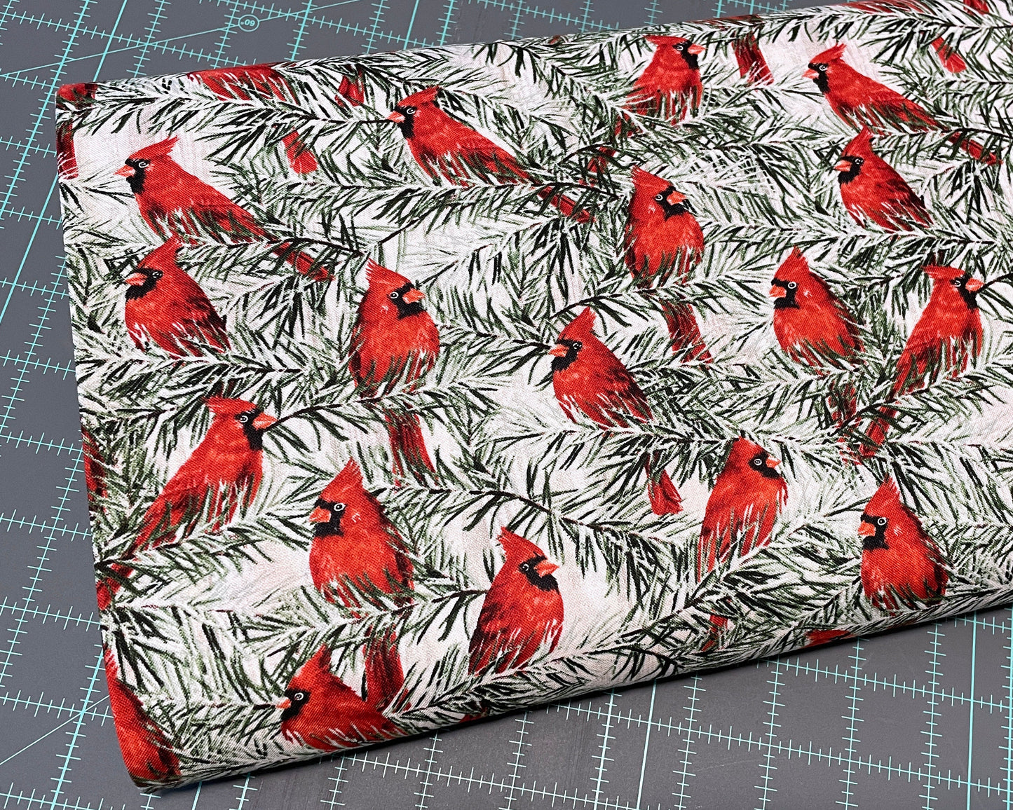 Christmas Cardinal Fabric - NEW! Country Cardinals by Wilmington Prints - 100% cotton - cardinal material Winter Holiday - Ships NEXT DAY