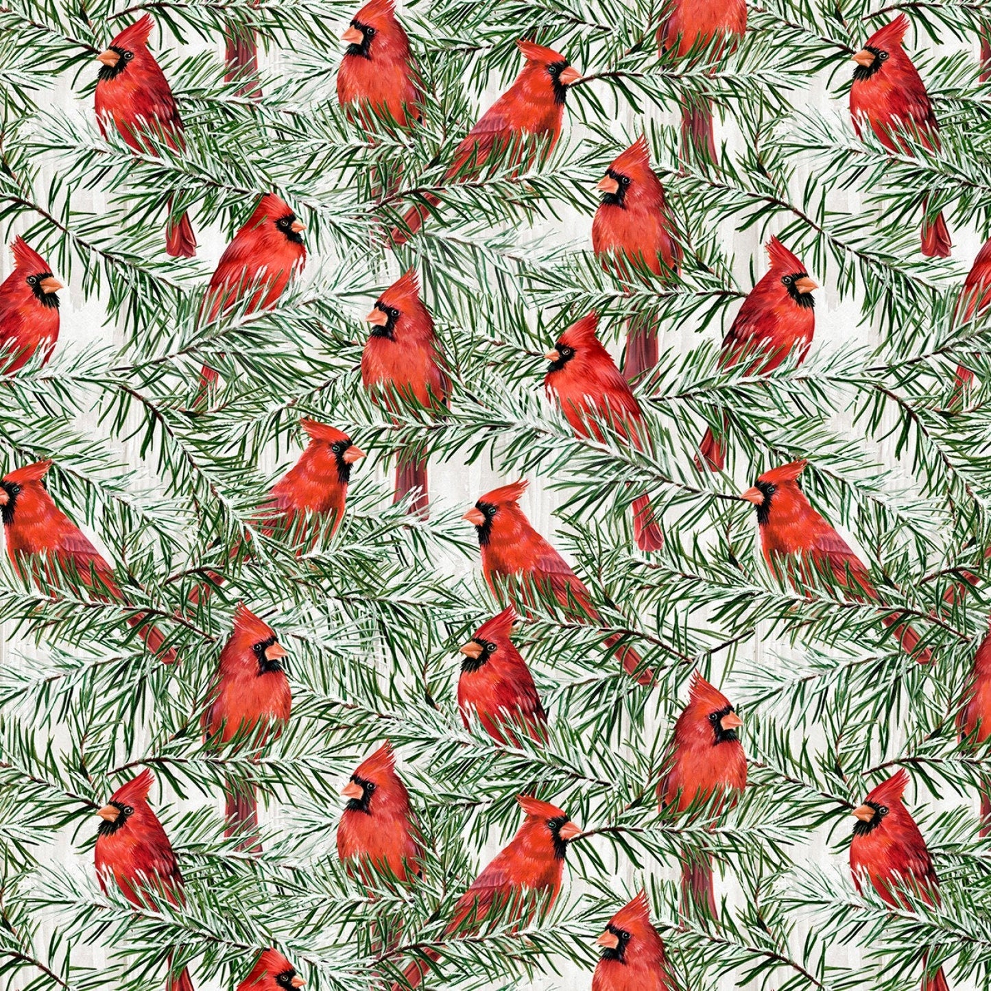 Christmas Cardinal Fabric - NEW! Country Cardinals by Wilmington Prints - 100% cotton - cardinal material Winter Holiday - Ships NEXT DAY