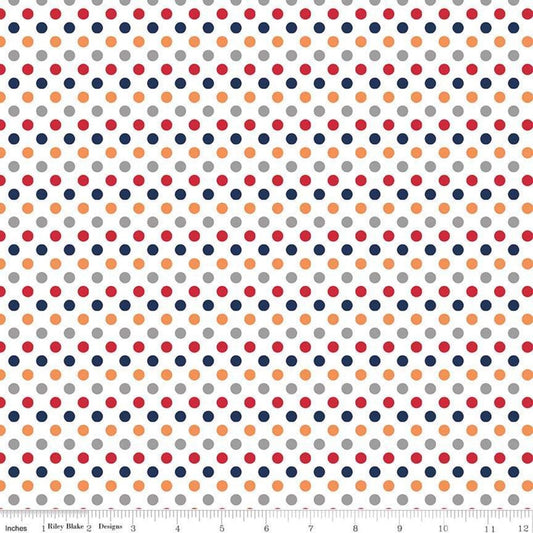 Small Polka Dot Fabric - Small Dot Boy by Riley Blake Designs - 100% Cotton Fabric - 1/4" dots on white - Ships NEXT DAY