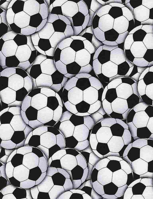 Soccer Fabric - Timeless Treasures - 100% Cotton - Quilting Cotton - Sports Fabric - Black and White Soccer ball - Ships NEXT DAY