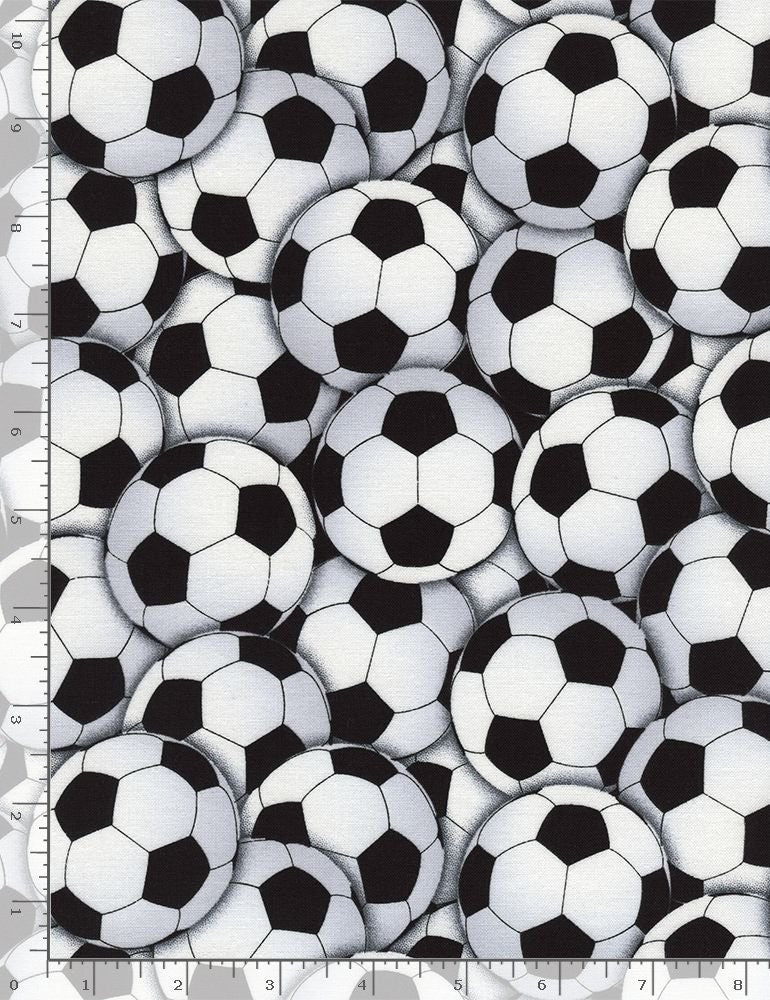 Soccer Fabric - Timeless Treasures - 100% Cotton - Quilting Cotton - Sports Fabric - Black and White Soccer ball - Ships NEXT DAY
