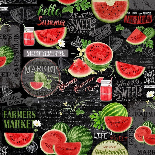 Watermelon Chalkboard Fabric - Watermelon Party Life's a picnic - Timeless Treasures - Quilting Cotton - 100% Cotton Fabric - Ships NEXT DAY