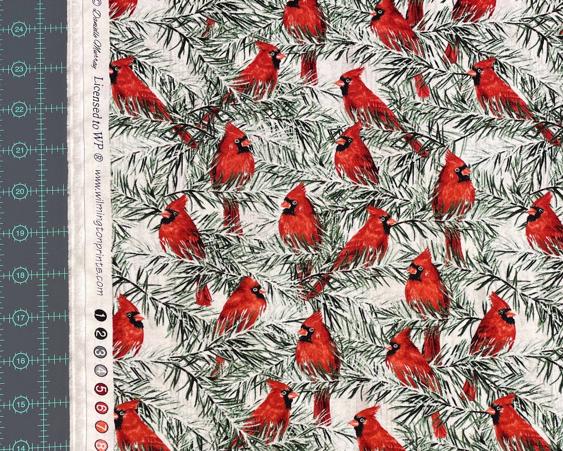 Christmas Cardinal Fabric - NEW! Country Cardinals by Wilmington Prints - 100% cotton - cardinal material Winter Holiday - Ships NEXT DAY