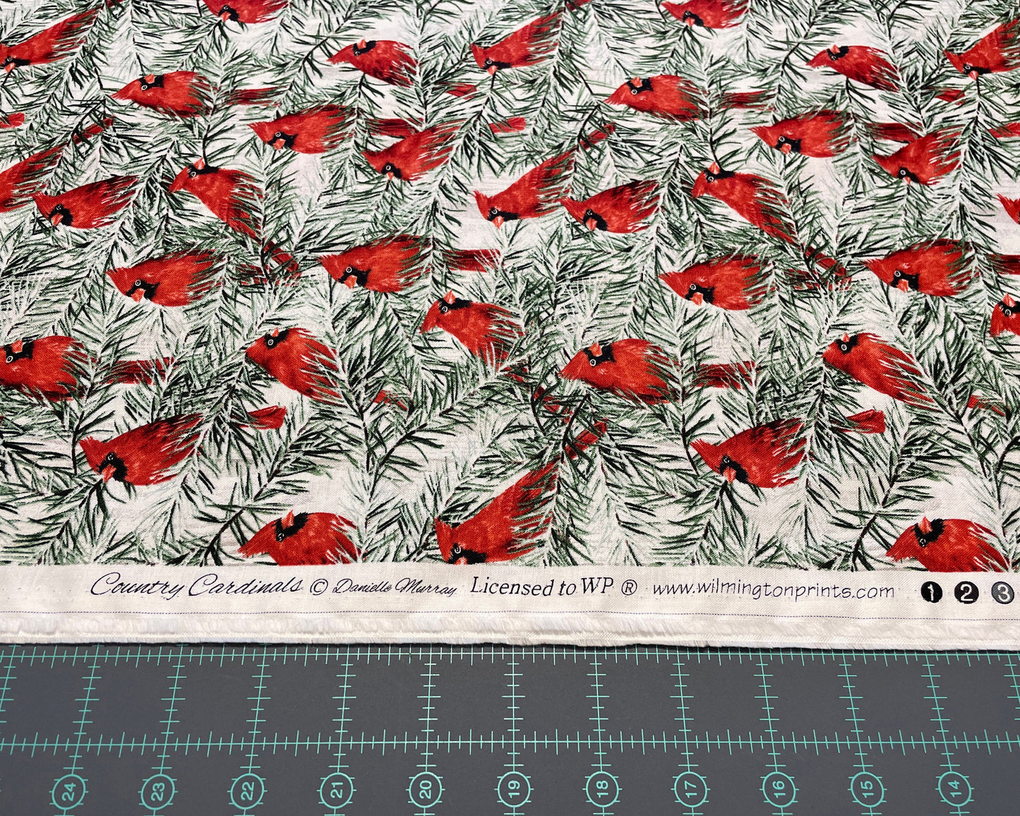 Christmas Cardinal Fabric - NEW! Country Cardinals by Wilmington Prints - 100% cotton - cardinal material Winter Holiday - Ships NEXT DAY