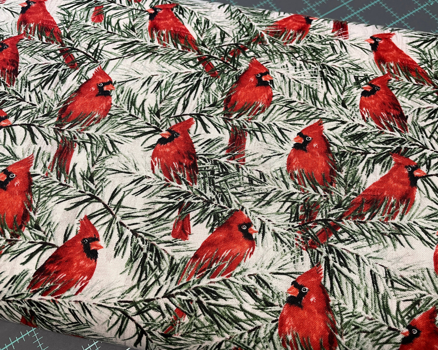 Christmas Cardinal Fabric - NEW! Country Cardinals by Wilmington Prints - 100% cotton - cardinal material Winter Holiday - Ships NEXT DAY