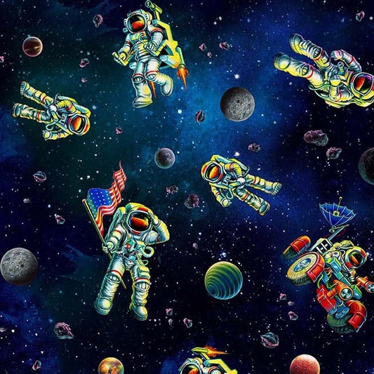 Astronaut Fabric - Space Travelers - Michael Miller - 100% Cotton - Solar System Material - Space Fabric - SHIPS NEXT DAY