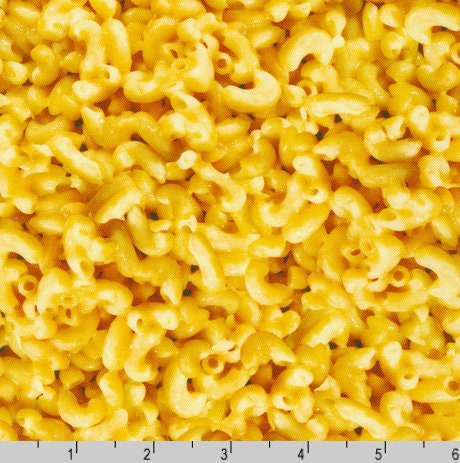 Macaroni and Cheese Fabric - Feast Mode Collection - Robert Kaufman - 100% Cotton - Yellow Food Fabric Cheese Pasta - Ships NEXT DAY