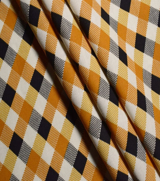 Checkerboard Orange and Black Halloween Fabric - 100% Cotton Fabric by the yard