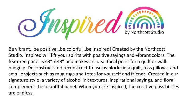 Inspired Words Fabric - DP26691-10 - 100% Cotton - Northcott - Multicolor Rainbow Text Colorful Words Positivity Classroom Decor Kids Room