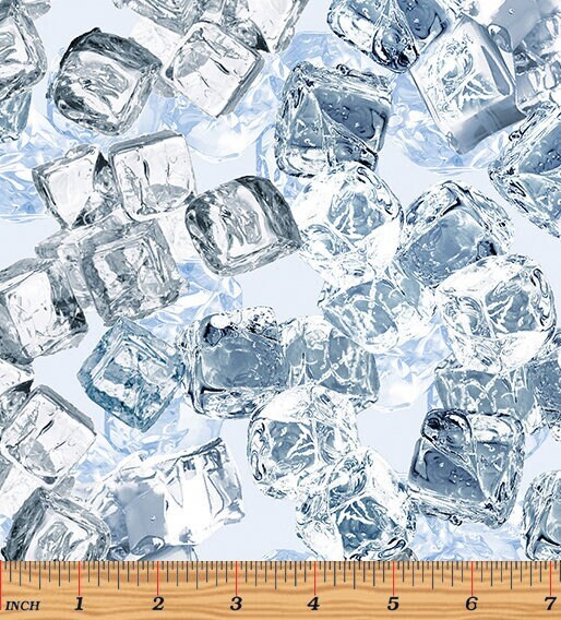 Ice Cube Fabric - Benartex Top Shelf collection - 100% Cotton - Ice Drinks Glasses quilting cotton