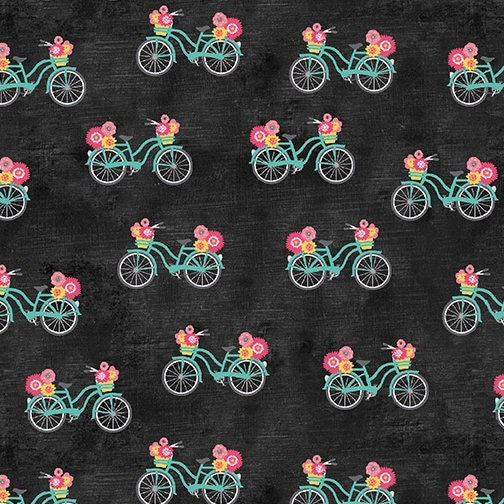 Bicycle Time Slate Multi - At Home Collection - Benartex - 100% Cotton Fabric