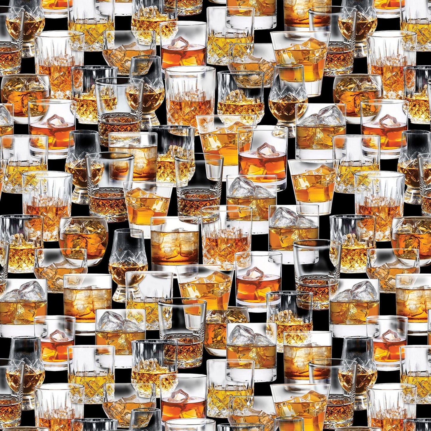 Drink Glassware Fabric - Benartex Top Shelf collection - 100% Cotton - Bar Glasses Whiskey Glass quilting cotton man cave Bartender gift