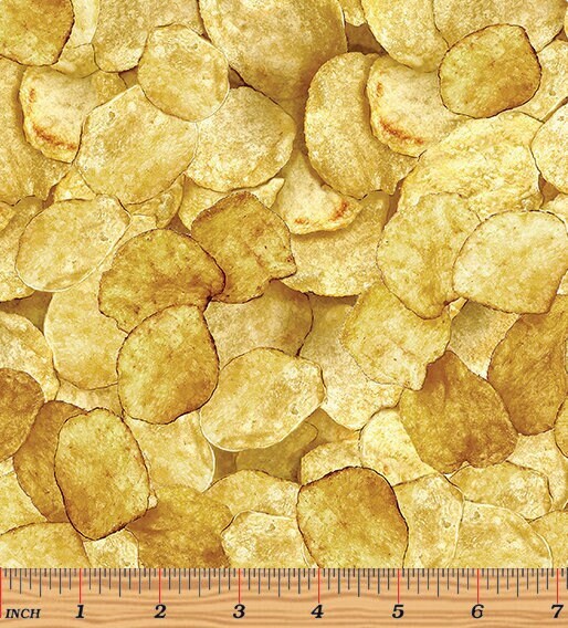 Potato Chips Fabric - Ale House Collection - 100% Cotton - Food fabric - Bar food - Snack Food