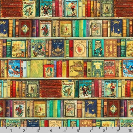 Antique Book Fabric - SMALL BOOKS - Robert Kaufman Library of Rarities - 100% Cotton - Reading Bibliophile gift