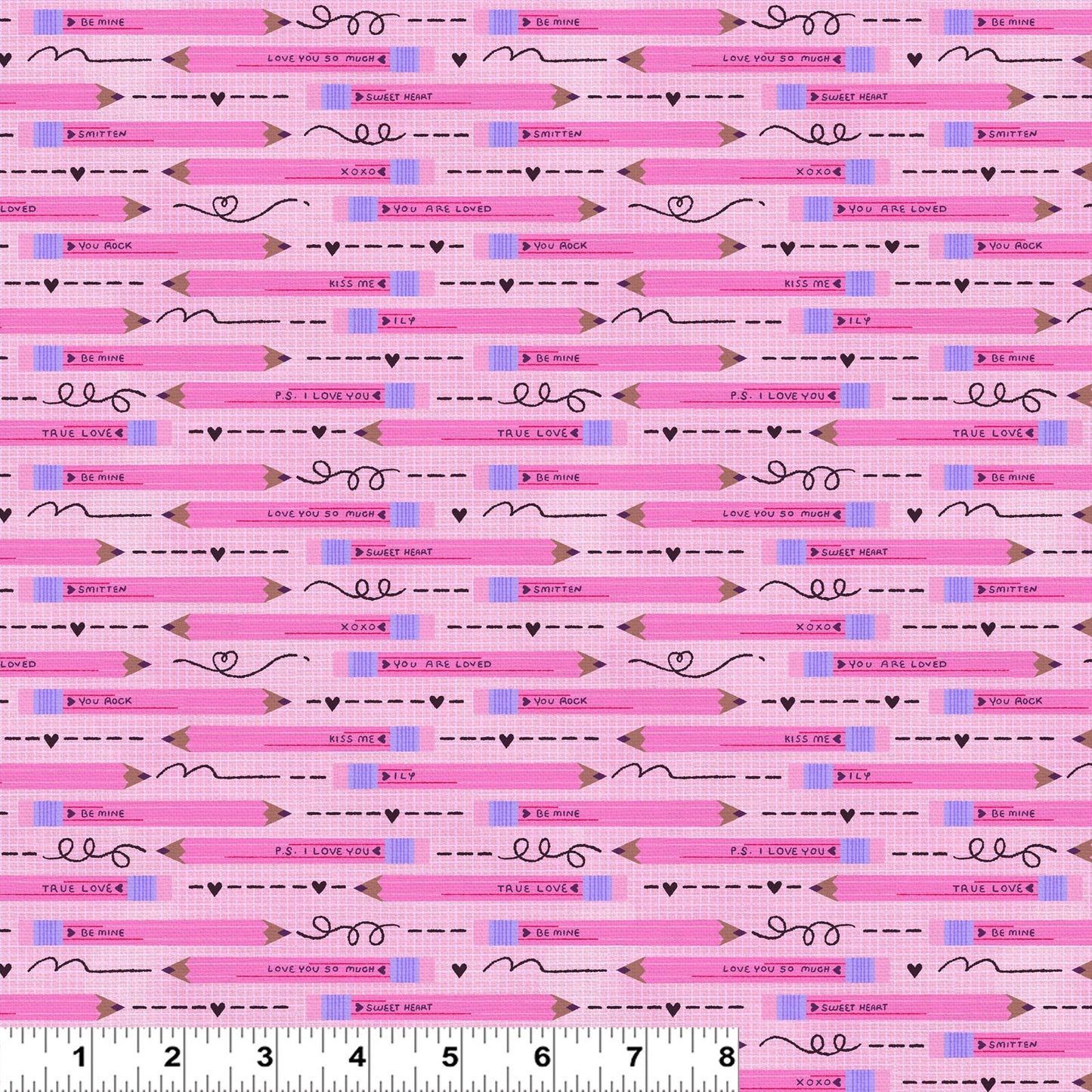 Pencil You in Pink - Valentine's Day Fabric - 100% Cotton - Paintbrush Studio Fabrics - Bright Colorful Artist Children's material