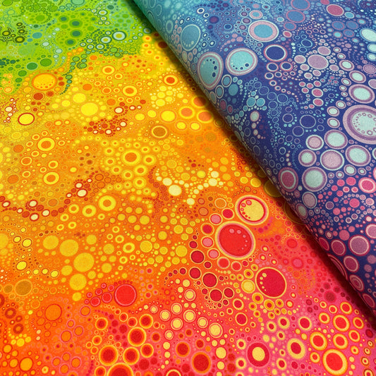 Rainbow Dots Fabric - Robert Kaufman - Effervescence - 100% cotton - multicolor rainbow fantasy kids room decor material
