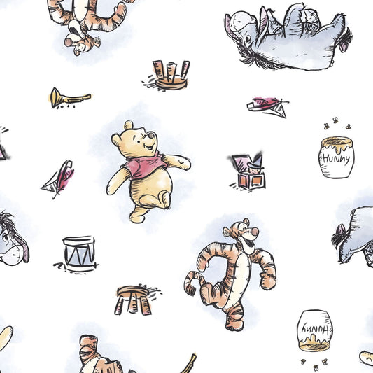 Pooh & Friends Fabric - 100% cotton - Springs Creative - Winnie the Pooh material - Disney Pooh bear Eeyore Tigger Honey Pot Hunny