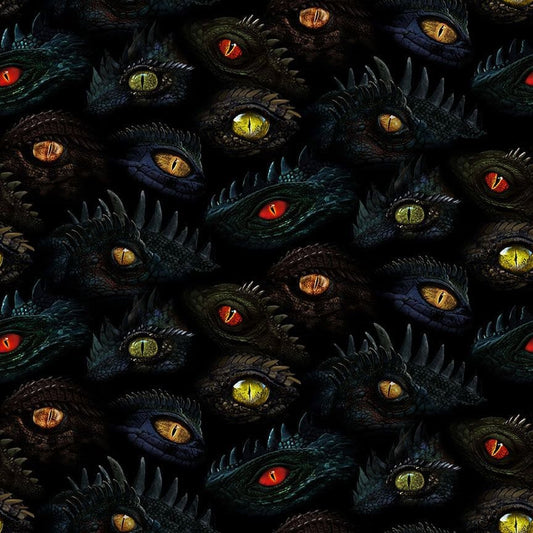 Dragon's Eyes Fabric - Timeless Treasures - 100% Cotton - Dragon's Lair Collection - Multicolor material dragon theme