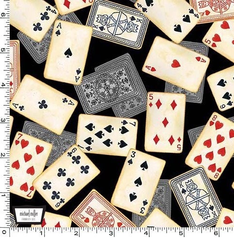 Playing Cards fabric by the yard - Michael Miller - 100% cotton fabric - Poker material Card fabric Game print Game Night theme