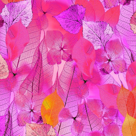 Leaf Fabric - Pink - 100% Cotton - Timeless Treasures - Fanciful Fronds Collection