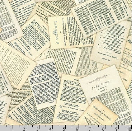 Classic Book Page Fabric - Robert Kaufman Library of Rarities - 100% Cotton - Reading Bibliophile gift