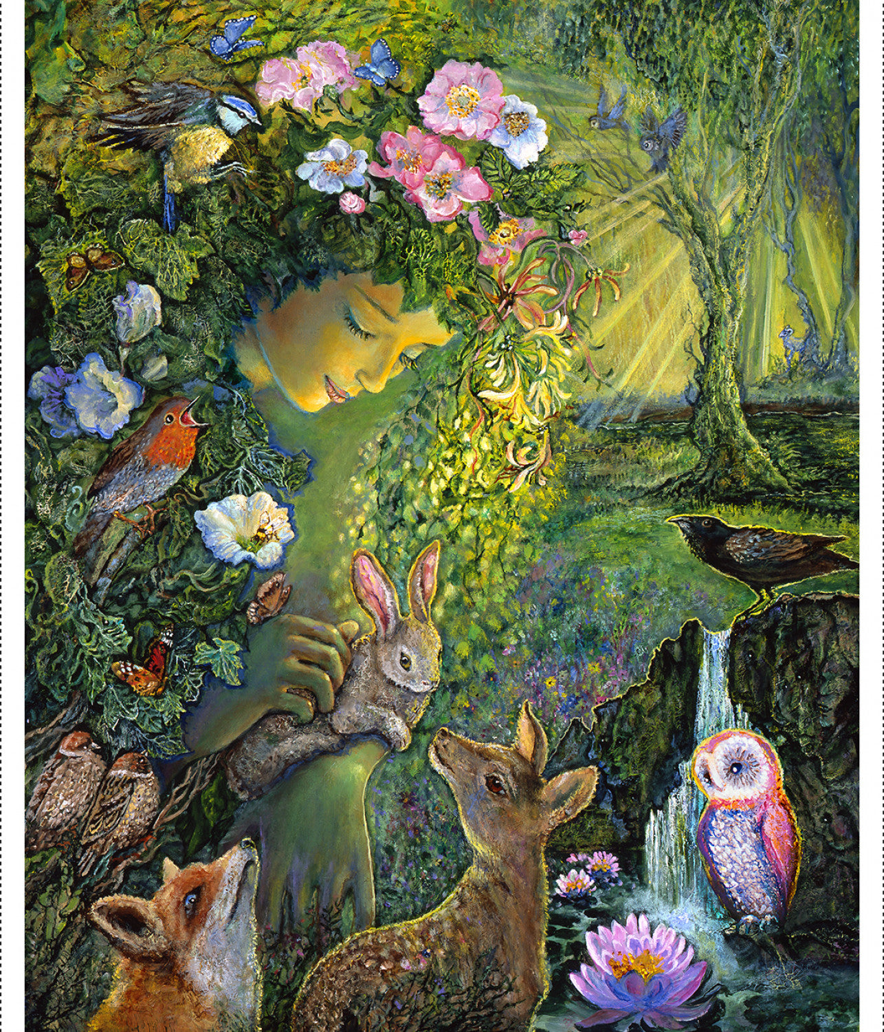 Josephine Wall Fabric Panel - Measures 36" x 42" - 3 Wishes Fabric - Love Is All Around - Nature Animals