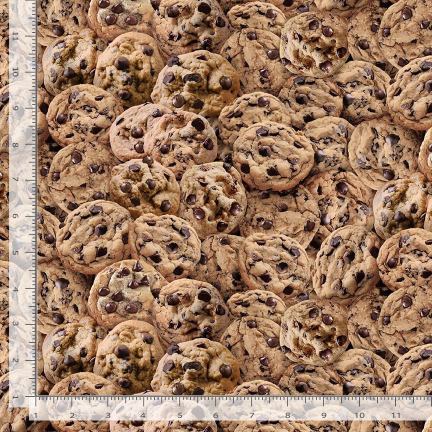 Chocolate Chip Cookie Fabric - Timeless Treasures - 100% Cotton - food fabric