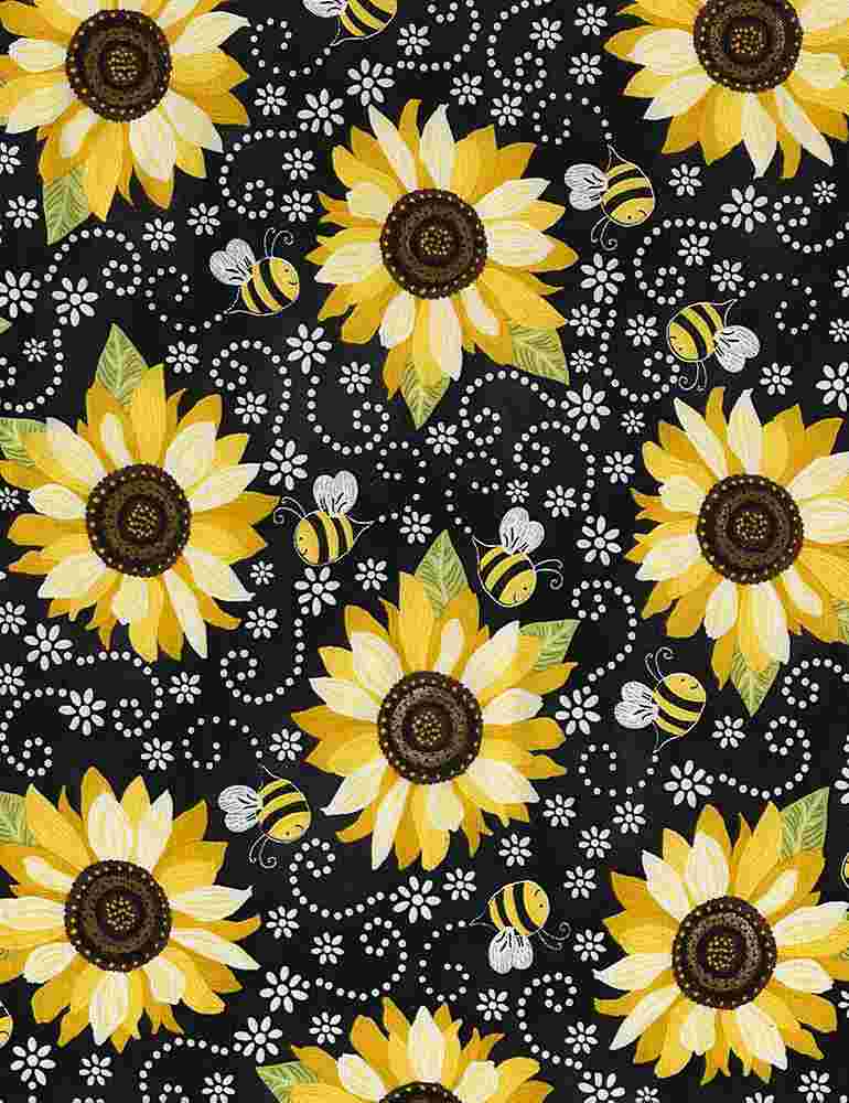 Sunflower and Bee Fabric - You are my Sunshine - Timeless Treasures - 100% Cotton