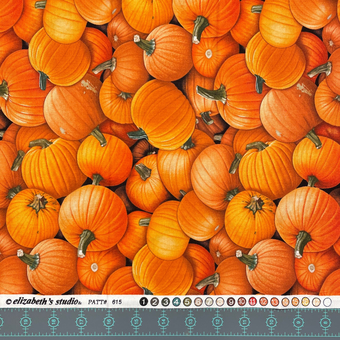 Realistic Pumpkin Fabric - Food Festival - 100% Cotton - Elizabeth's Studio - Fall Halloween Thanksgiving Quilting Cotton