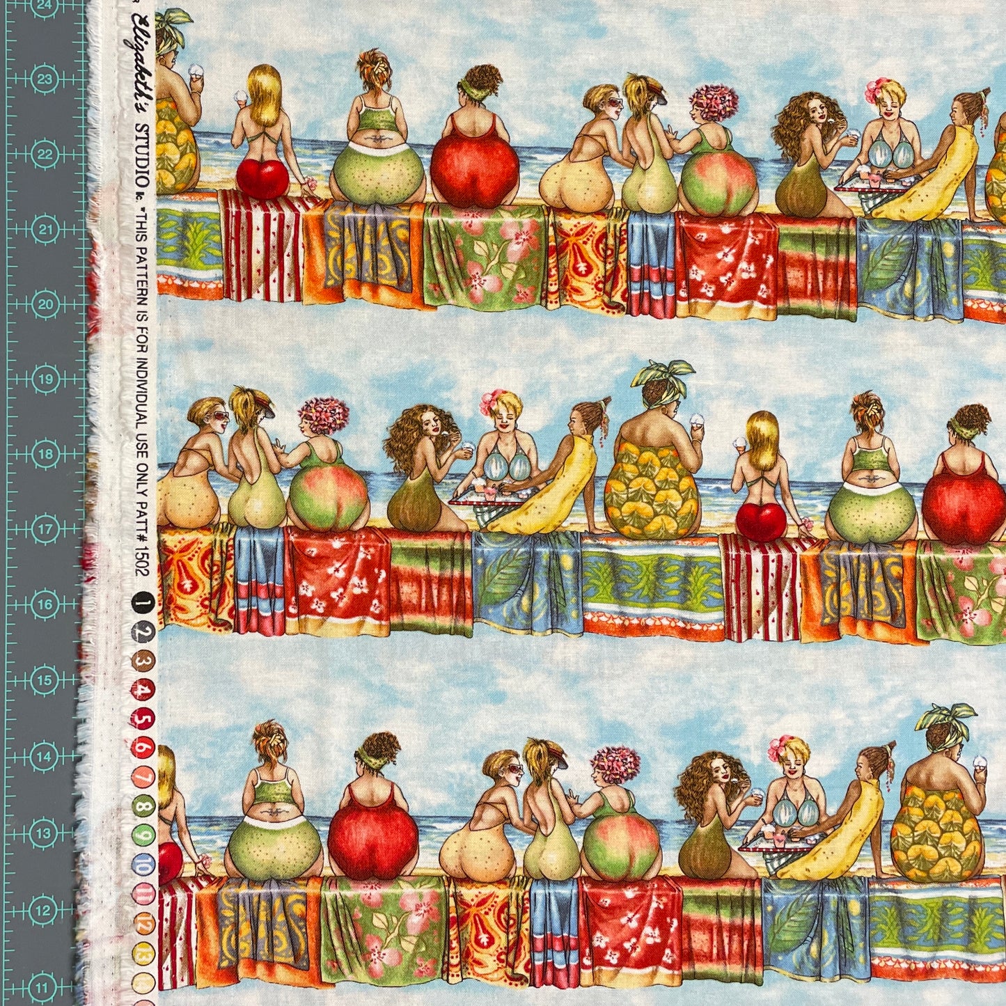 Fruit Ladies Fabric - 100% Cotton Fabric - Elizabeth's Studio - food theme material